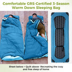 Atepa Peakvent 520 Down Sleeping Bag For Adults, 700Fp Recycled Ultralight Cold Weather 3 Season Compact Packable Sleeping Bag W