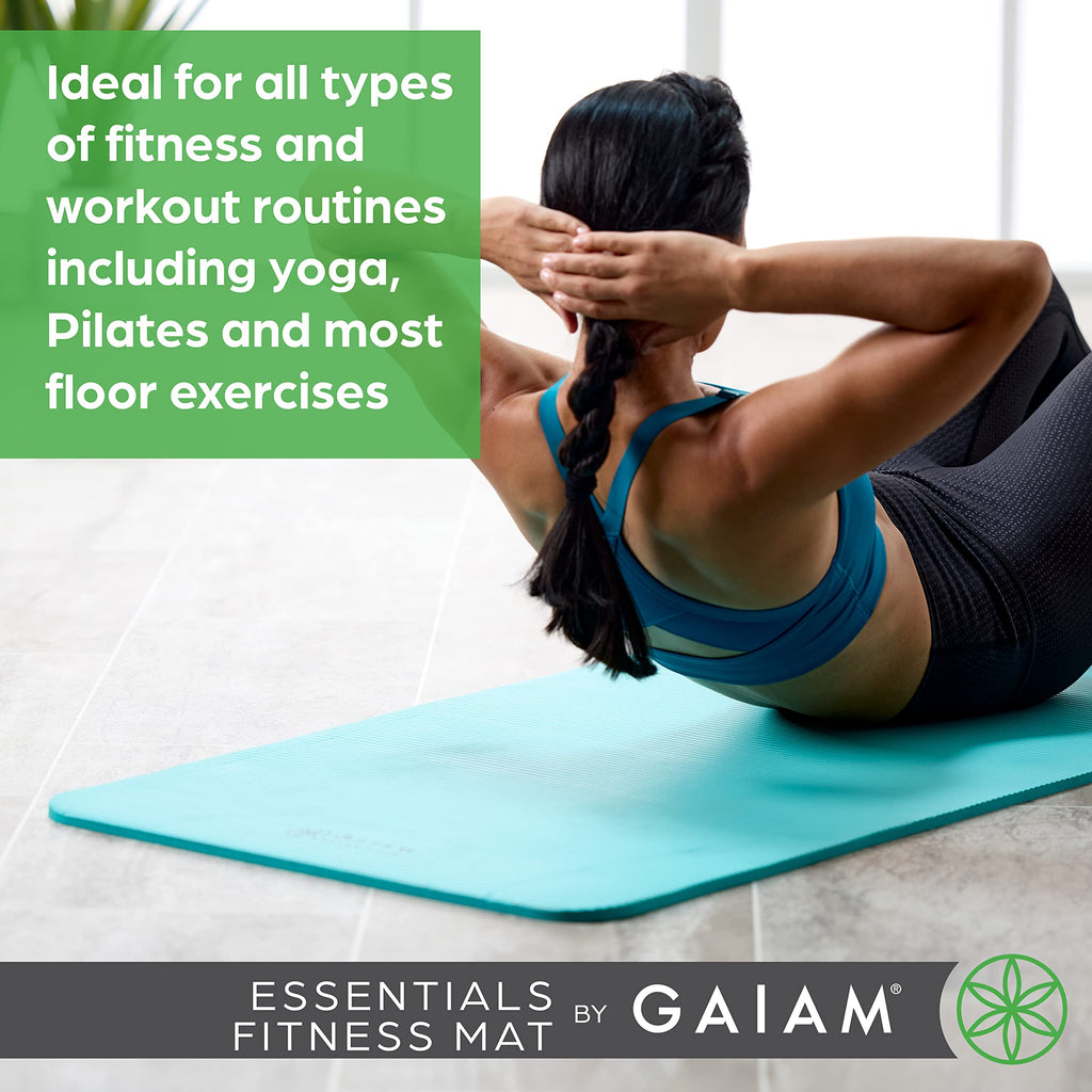 Gaiam Essentials Thick Yoga Mat Fitness & Exercise Mat With Easy-Cinch Carrier Strap, Red, 72''L X 24''W X 2/5 Inch Thick
