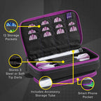 Casemaster By Gld Products Plazma Plus Dart Case Black With Amethyst Zipper And Phone Pocket, Amethyst Trim