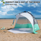 Mansader 2-3 Person Large Instant Pop Up Beach Tent, Uv Protection Portable Easy Setup Sun Shade Shelter, Extended Floor With 3
