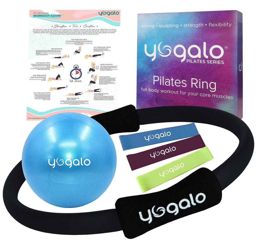 Pilates Ring And Ball Set With 3 Resistance Bands - Pilates Equipment For Home Workout - Magic Circle Pilates Ring 14 Inch To To