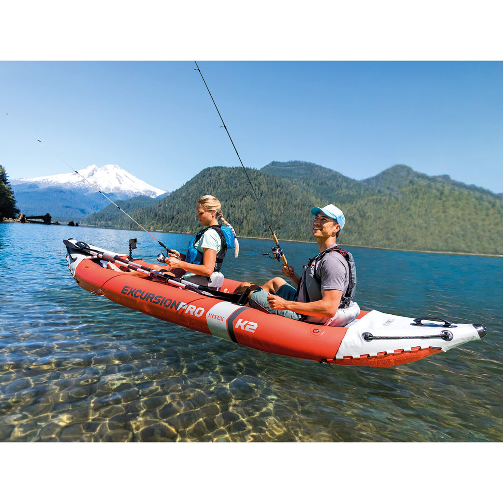 Intex 68309Ep Excursion Pro K2 Inflatable Kayak Set: Includes Deluxe 86In Kayak Paddles And High-Output Pump - Supertough Pvc -