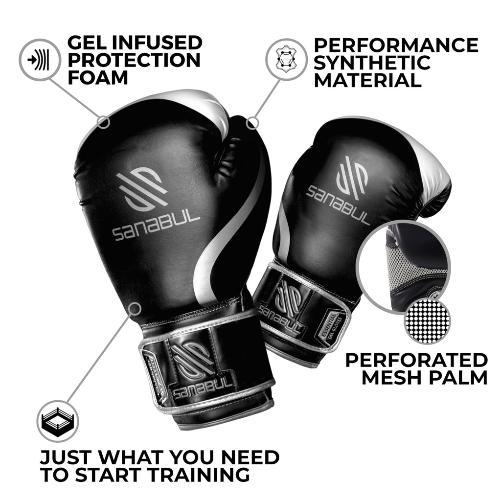 Essential Boxing Gloves Silver 12-Oz