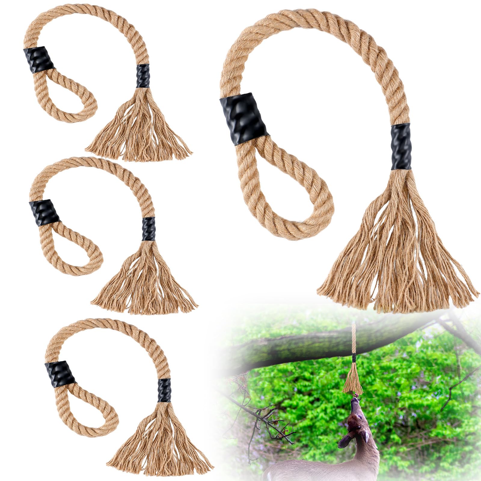 Maasechs 4 Pcs Hemp Scent Rope for Deer 30 Inch Deer Scrape Mock Scent Rope Hanging Hemp Anywhere for Hunting Accessories Hunter