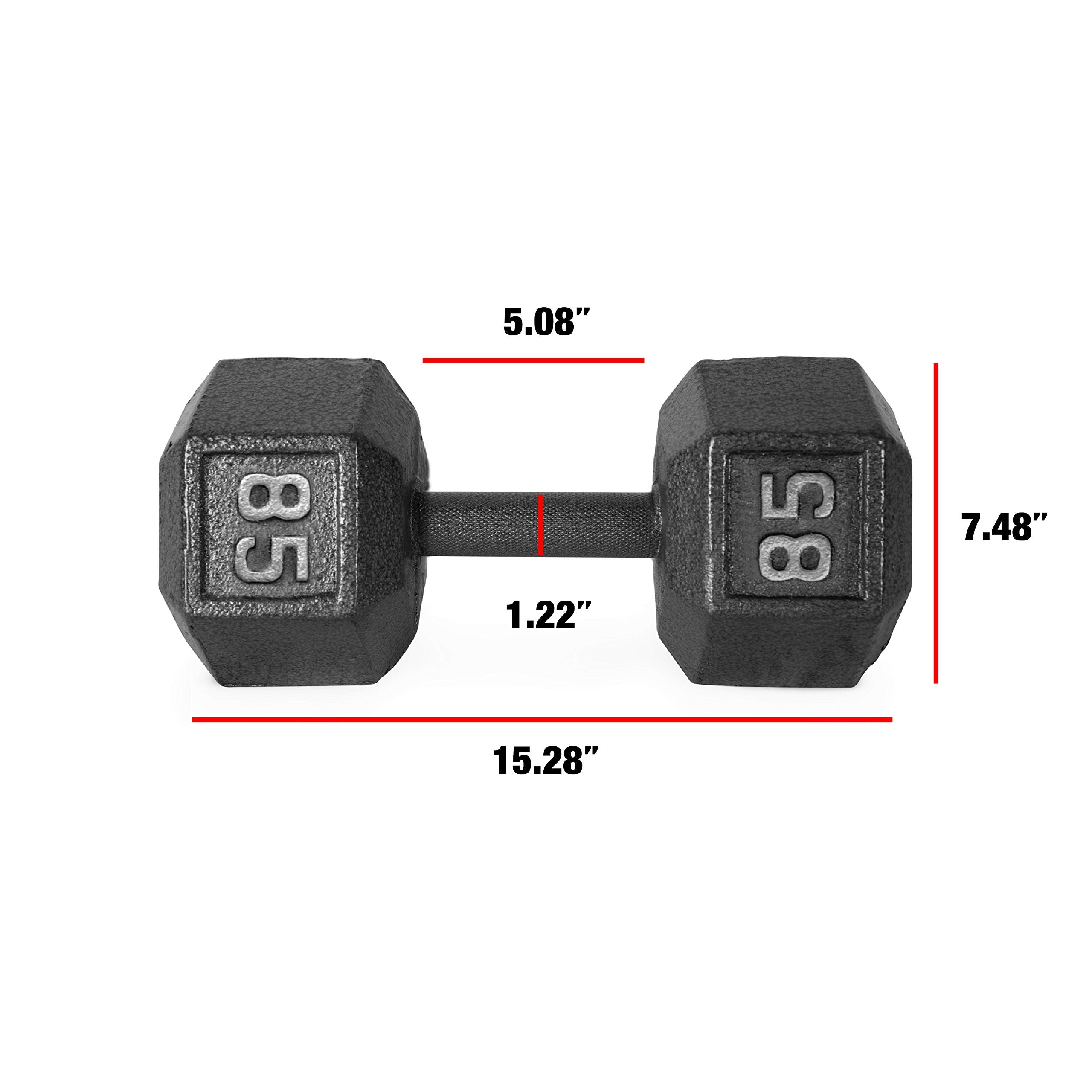 CAP Barbell Cast Iron Hex Dumbbell, Black, Single, 85 lb