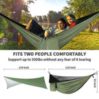 Gymolo Camping Hammock - Hammocks With Mosquito Net Tent And Rain Fly Tarp, Portable Single & Double Nylon Parachute Hammock Wit