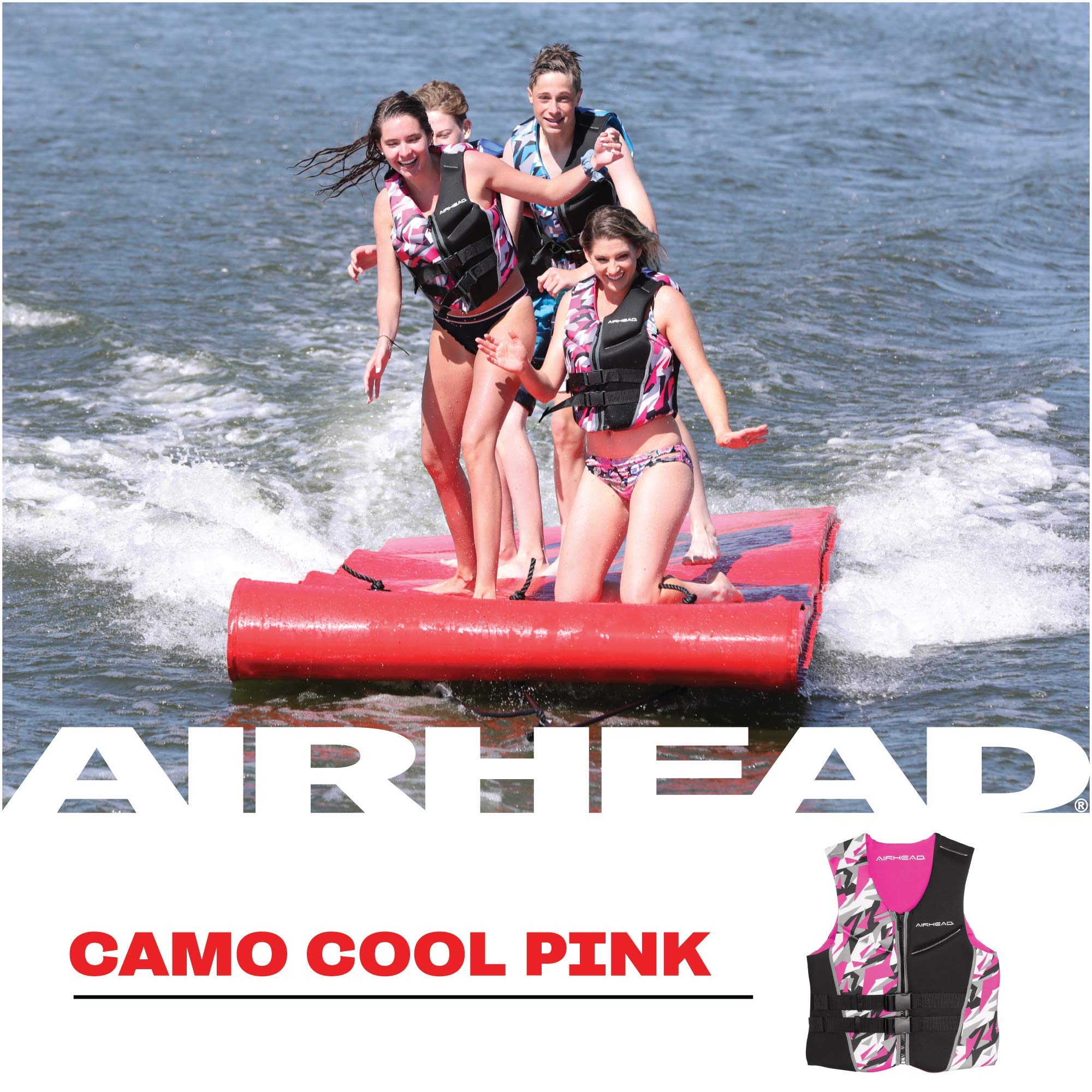 Airhead Womens Camo Cool Neolite Flex Kwik-Dry Life Jacket, Us Coast Guard Approved Pink Small
