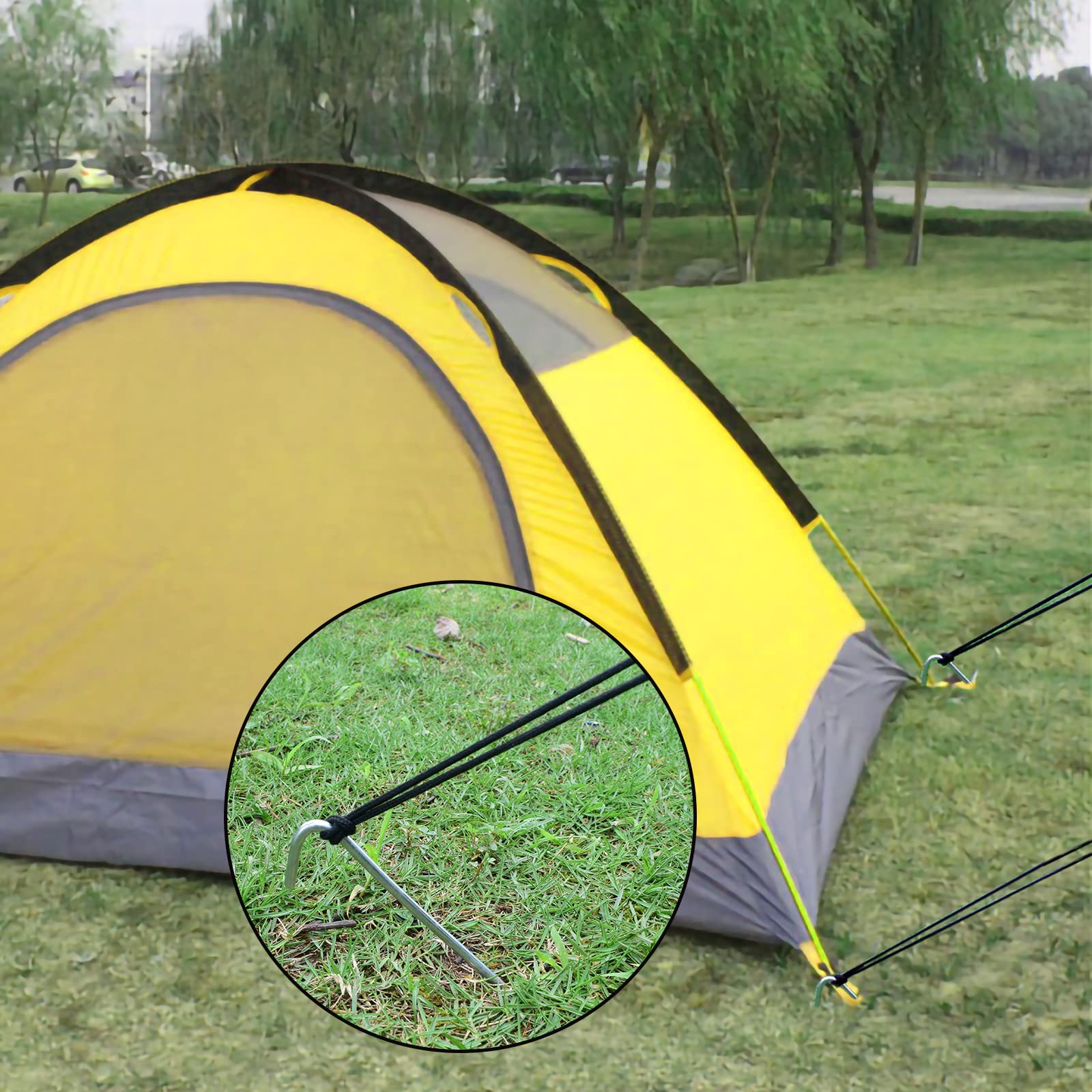 9 Inch Tent Stake Yard Inflatable Stakes Metal Tent Pegs Heavy Duty Ground Stake Fence Hooks Camping Spikes For Canopies, Tarp A