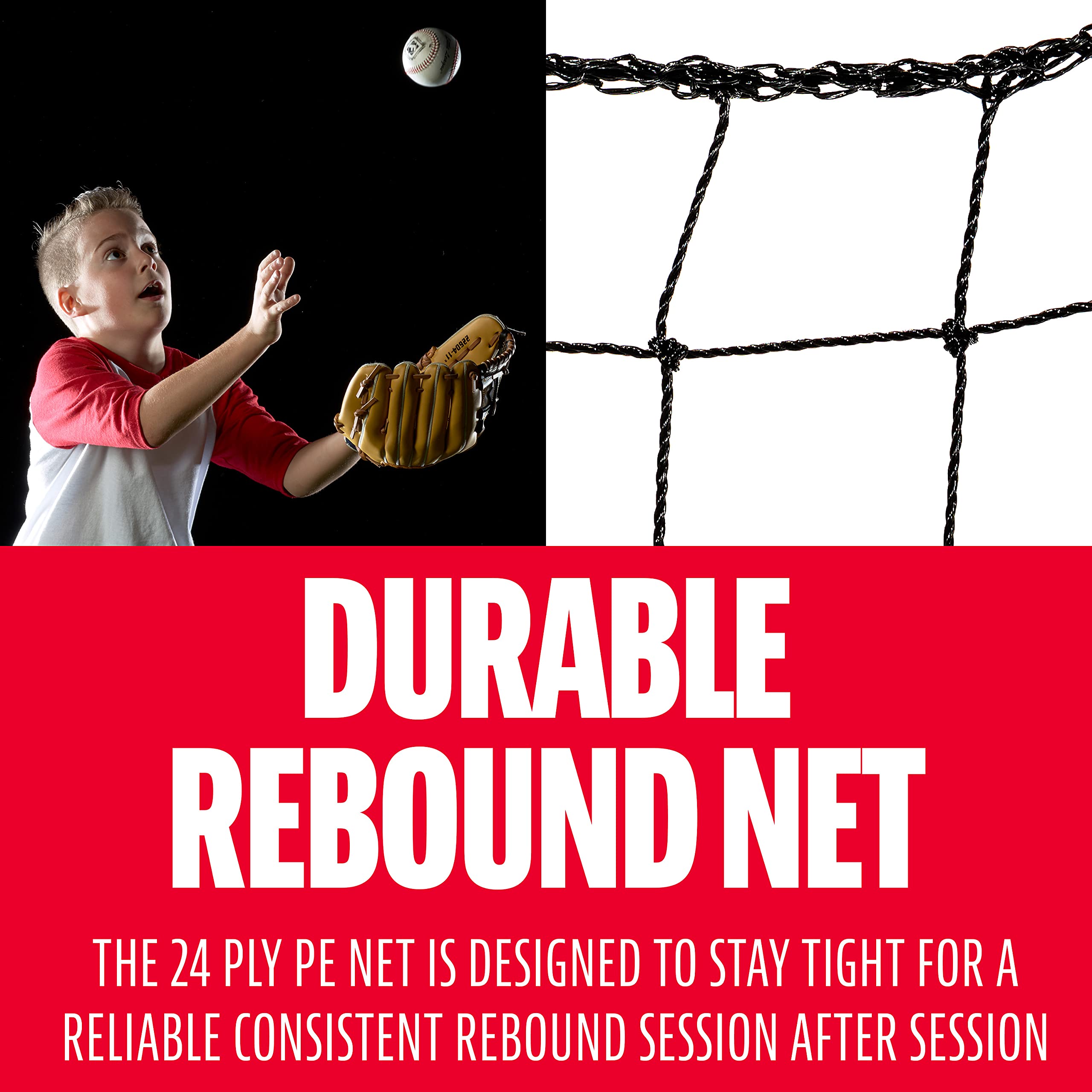 Franklin Sports Baseball Rebounder Net - 3-Way Baseball + Softball Pitchback Net + Fielding Trainer - Bounce Back Net For Fieldi