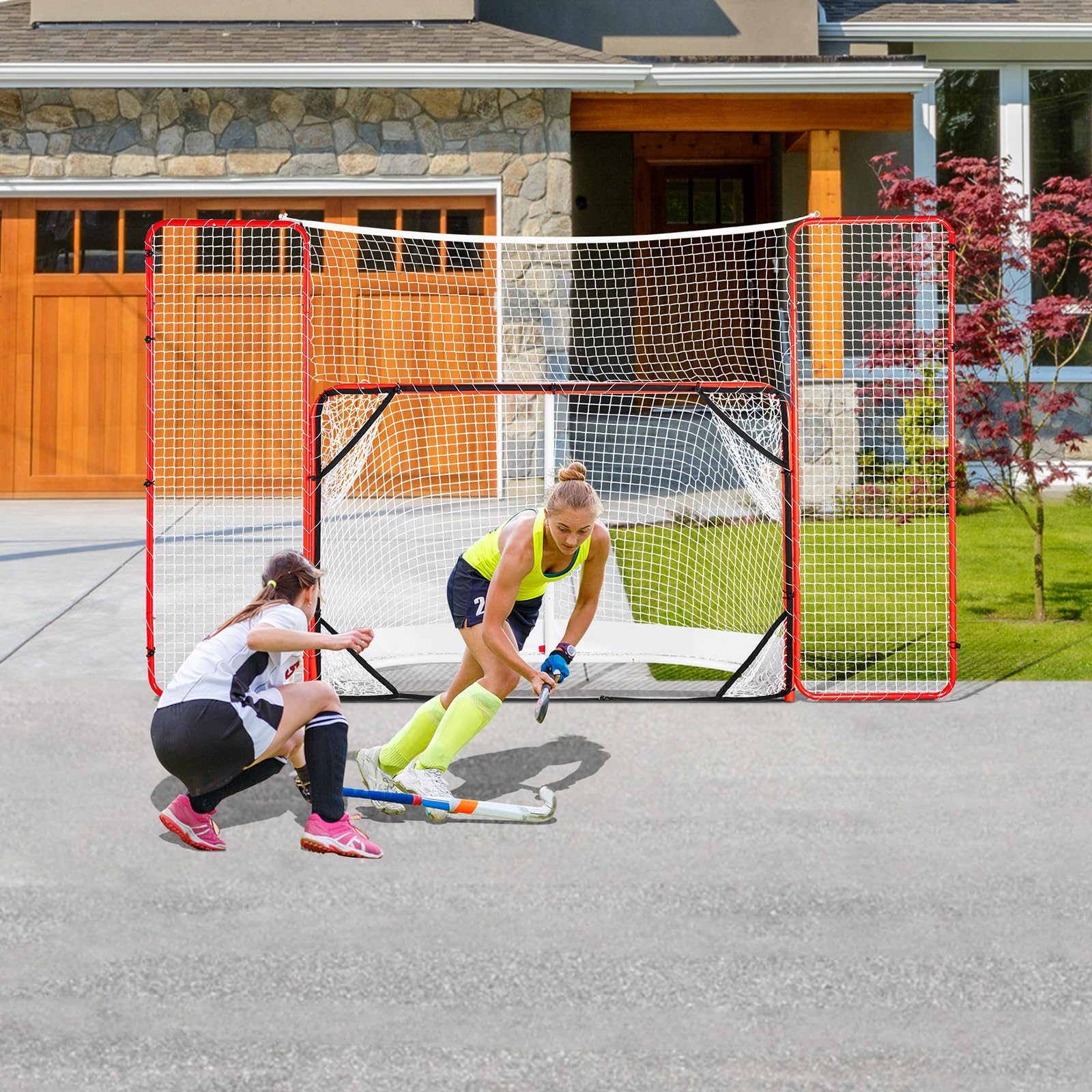 Vevor Hockey Goal With Backstop And Targets Street Outdoor Steel Hockey Net 72''