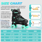 PAPAISON Roller Skates for Girls Ages 8-12, Adjustable Size Youth Women Quad Skates with Light up Wheels Indoor Outdoor