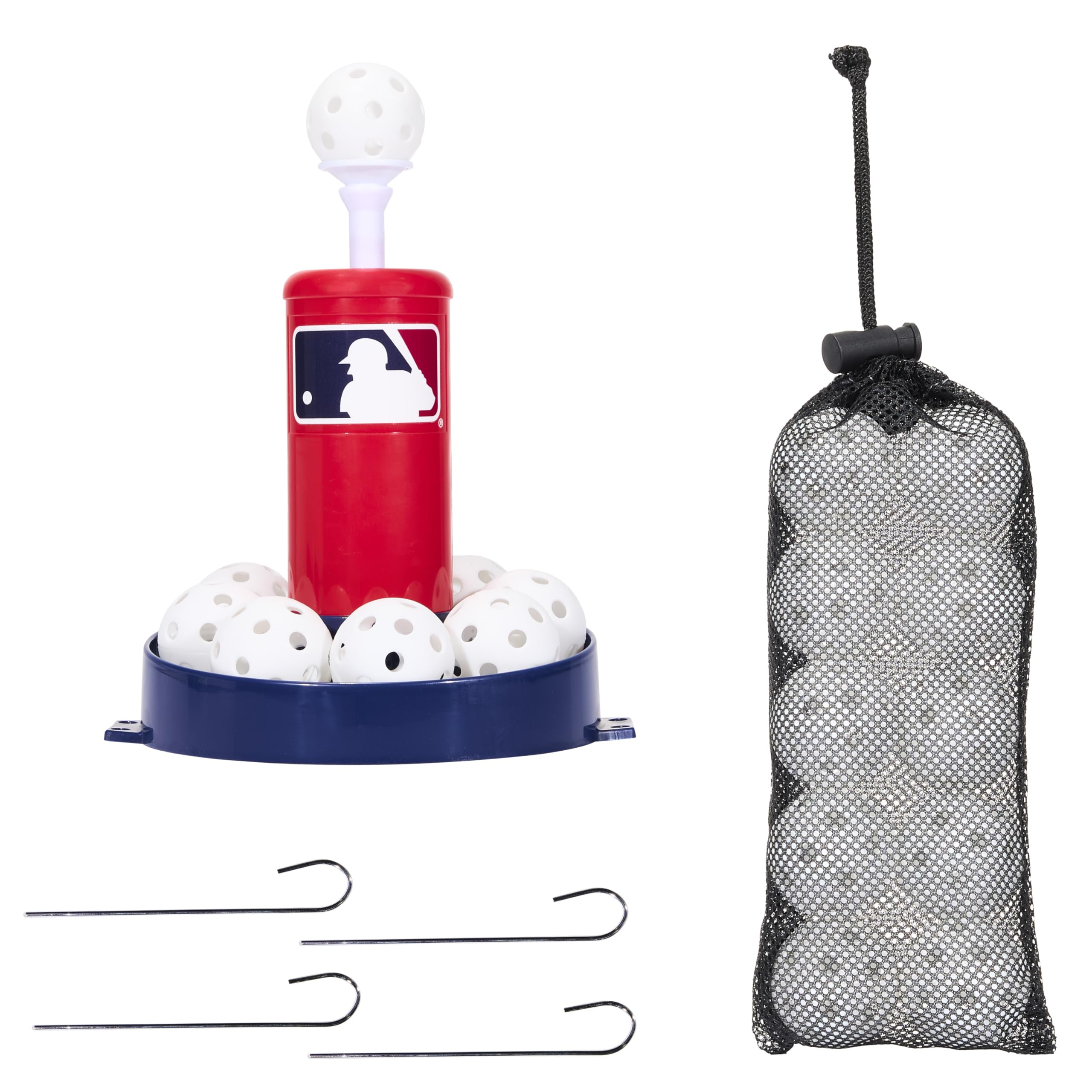 Franklin Sports MLB Micro Tee Trainer  Kids Baseball Batting Trainer with PopUp Pitching Machine, 10 Durable Balls, Drill Card
