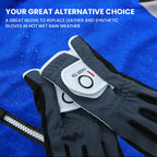 Finger Ten Men? Golf Glove Left Hand Rain Grip Pack, Durable Fit For Hot Wet All Weather (Black, Large)