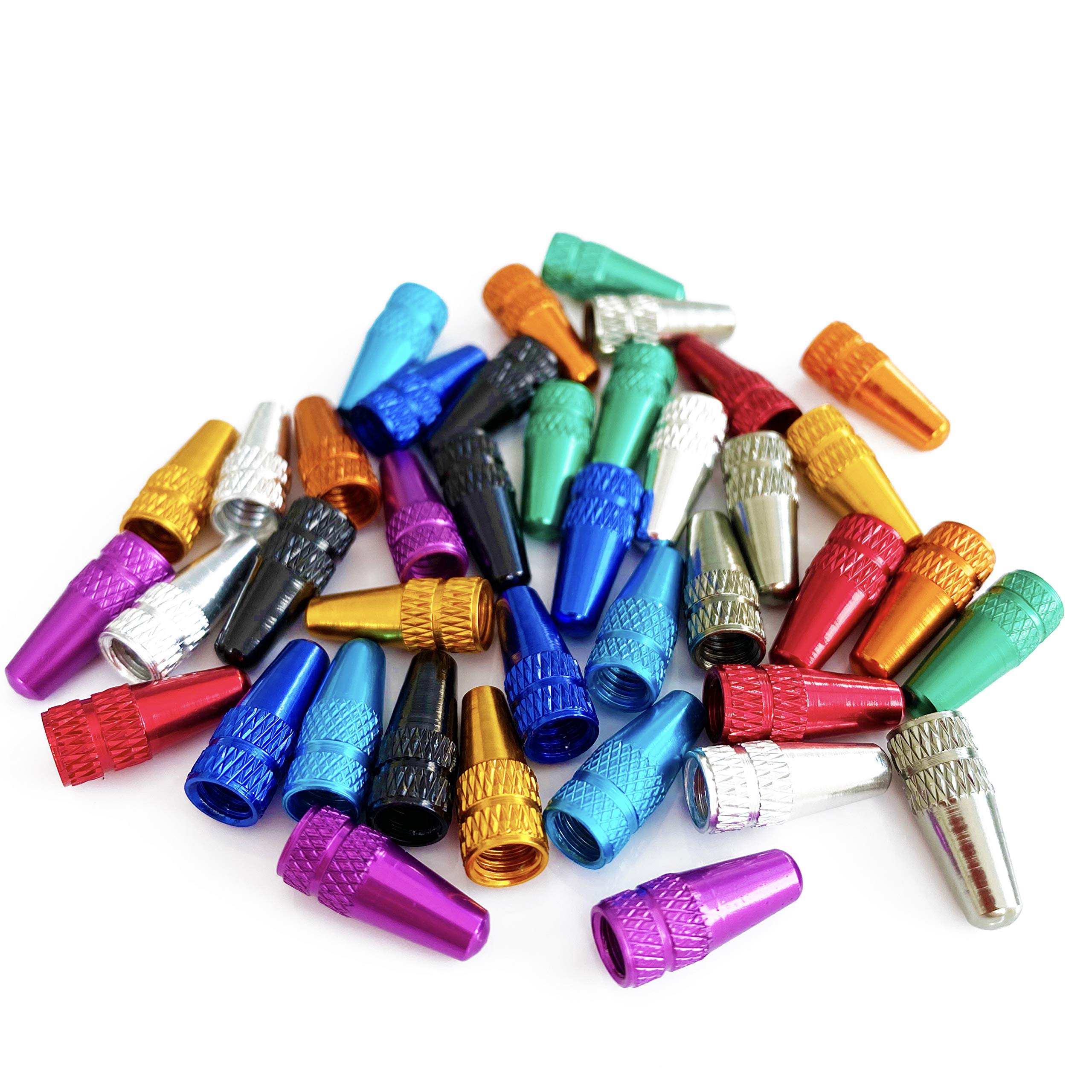Winorda 40 Pieces 10 Colors Bike Tire Valve Stem Caps Aluminum French Bicycle Air Tire Caps Bike Valve Caps Presta Valve Caps Al