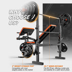 XDDIAS Weight Bench, 6 In 1 Bench Press Squat Rack Weight Bench With Leg Extension And Leg Curl, Weight Benches For Home Gym Wit