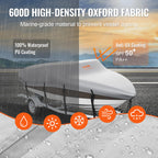 Vevor Boat Cover, 16'-18.5' Trailerable Waterproof Boat Cover, 600D Marine Grade Pu Oxford, With Motor Cover And Buckle Straps,