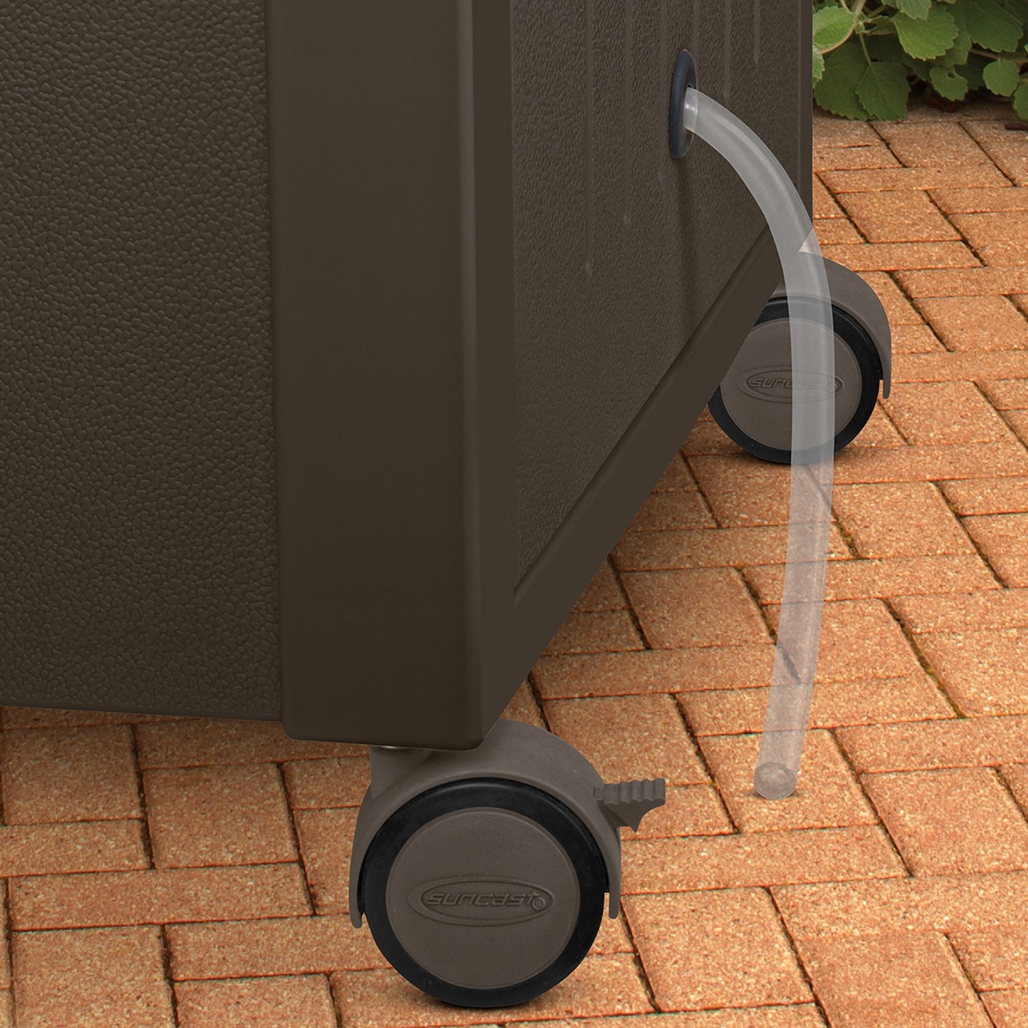 Suncast Patio Garbage Waste Trash Can Bundled W/ Patio Cooler W/ Cabinet & Wire Basket