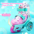 SULIFEEL Adjustable Toddler Roller Skates for Girls Boys Kids,Fun Illuminating Light Up Flash Wheels Three-Point Type Balance Su