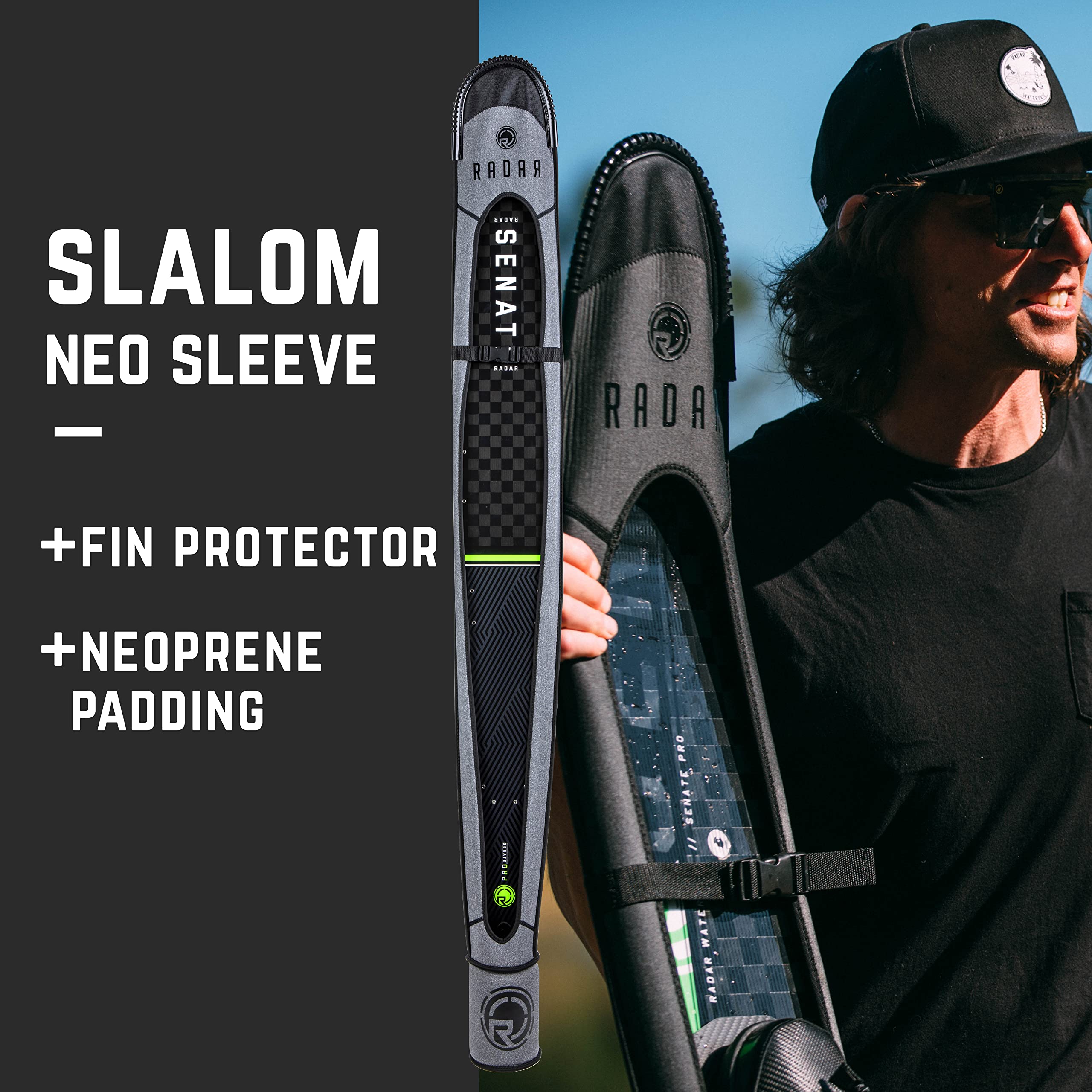 Radar Slalom Neo Sleeve W/Fin Protector, Heather Grey, One-Size-Fits-Most