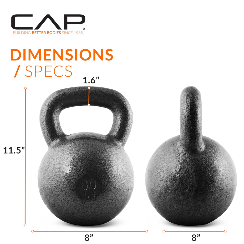 Cap Barbell Black Cast Iron Kettlebell | 80 Pounds
