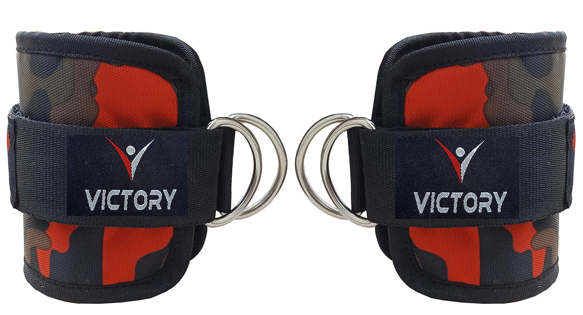 VICTORY Ankle Straps with D Rings for Cable Machine, Kickbacks, Glute Workouts, Leg Extensions, Curls & Hip Abductors with Pad
