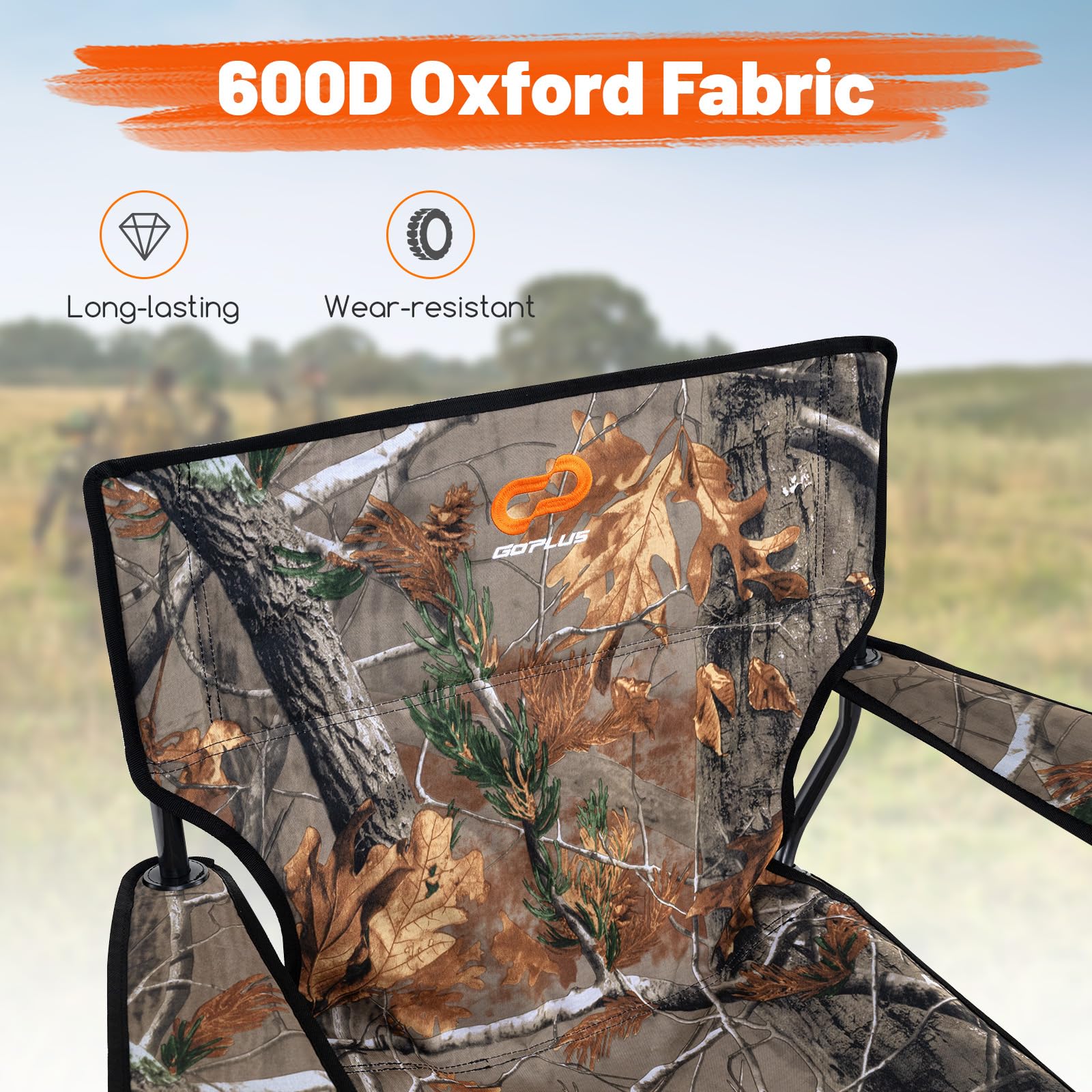 Goplus Swivel Camping Chair, Portable Hunting Chair For Adults W/Cup Holder & Carrying Bag, Folding 360-Degree Free Rotation Law