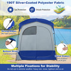 Tangkula Double Room Shower Tent, Oversize Space Privacy Outdoor Changing Tent With Floor, Removable Rain Fly, Inside Pocket, Cl