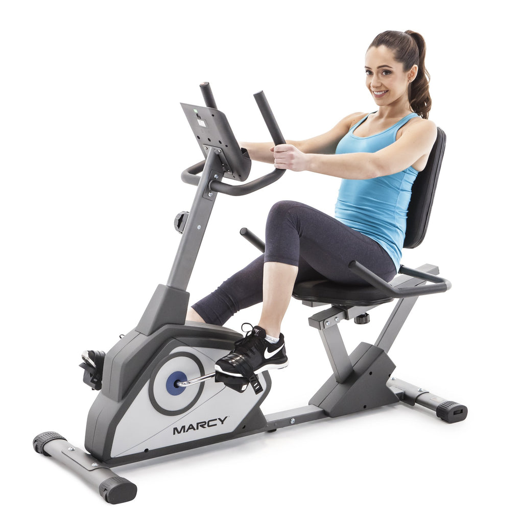 Marcy Magnetic Recumbent Exercise Bike With 8 Resistance Levels Ns-40502R,Grey