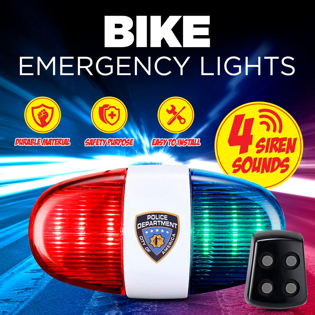 Kids Tech Bike Led Light - Police Sound Light Electronic Horn - Bicycle Siren, 5 Led Light 4 Sounds Trumpet, Warning Safety Ligh