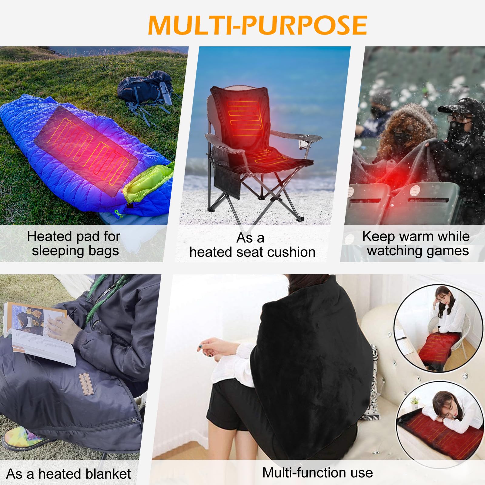 Ayamaya Instant Heated Trekpak For Sleeping Bag, Hammock Underquilts,Heated Camping Blanket - Hot Pocket Wireless Heating Pads W
