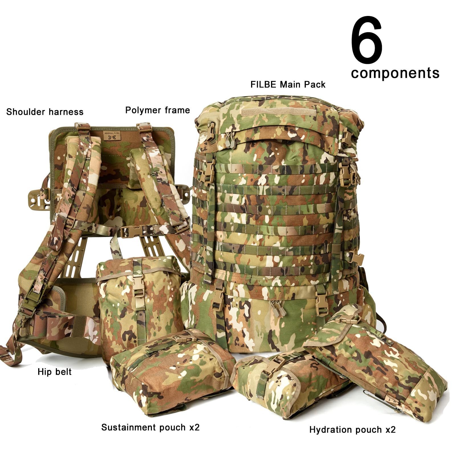 Mt Filbe 100L+ Modular Tactical Backpack System - Military Rucksack With External Abs Frame Multi-Mission Molle Gear For Trekkin