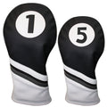 Golf Headcovers Black And White Leather Style 1 & 5 Driver And Fairway Head Cover Fits 460Cc Drivers