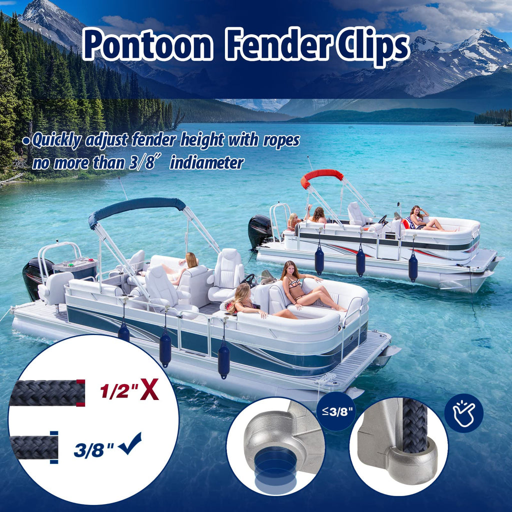 Boat Bumper Clips, Pontoon Boat Fender Clips For Docking, Pontoon Boat Square Rail Fender Hangers/Adjusters/Clips Work With Pont