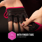 Contraband Pink Label 5537 Womens Micro Weight Lifting Gloves W/ Grip-Lock Silicone Padding (Pair) - Minimalist Half Gloves - Ap