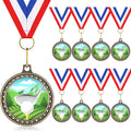 Inbagi 8 Pcs Golf Color Medal with Neck Ribbons 2 Inches Gold Golf Ball Medal for Awards for Adults Tournament Sports Competitio