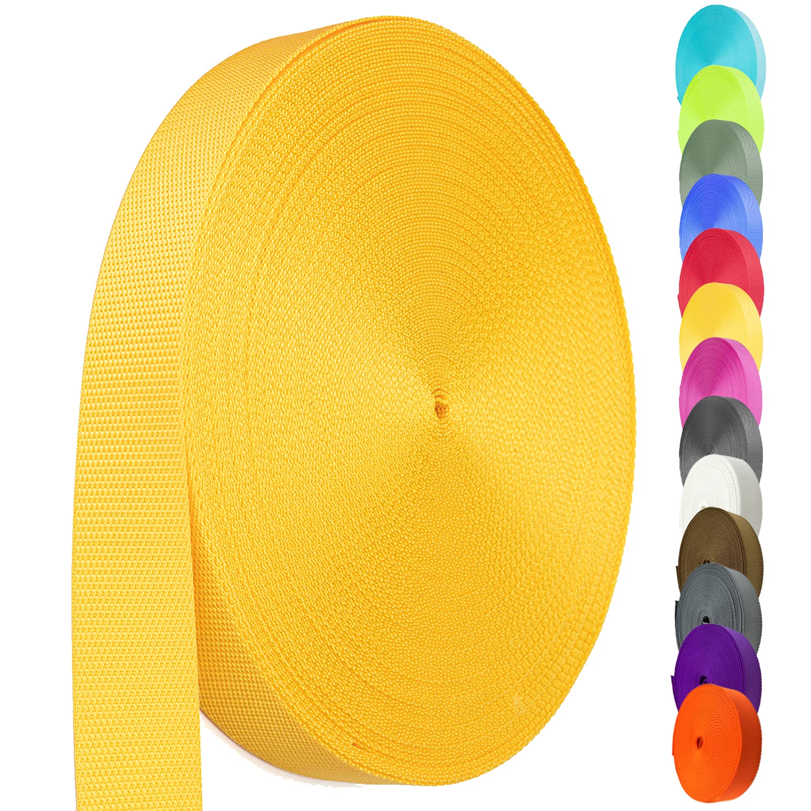 Oak-Sports Nylon Webbing 1.5 Inch, Heavy Duty, 12 Yard, Yellow, Ideal for DIY Crafting, Repairing, and Outdoor Gear