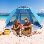 Lets Camp Pop Up Beach Tent For 2 Person,Easy Setup Sun Shelter,Uv Protection With Extended Zippered Porch,Sky Blue