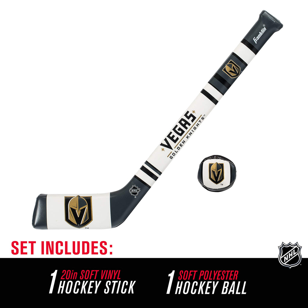Franklin Sports Vegas Golden Knights Nhl Mini Soft Hockey Stick Set - Nhl Team Soft Foam Mini Hockey Stick And Ball Set - Great