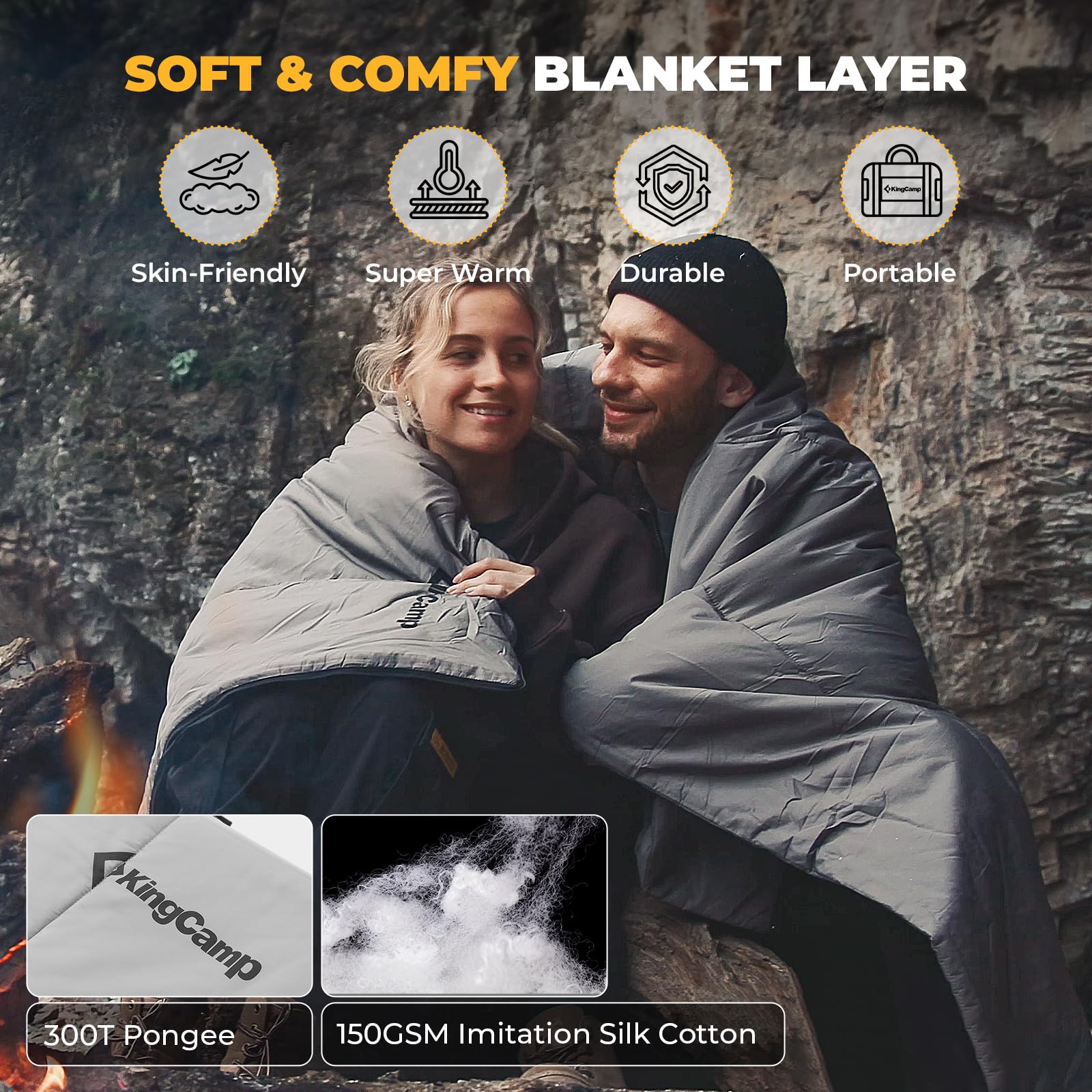 King Camp 3 In 1 Flannel Sleeping Bag For Adults, 3-4 Season Warm&Cold Weather Sleeping Bags, Washable Inner Lining, Large, Ligh