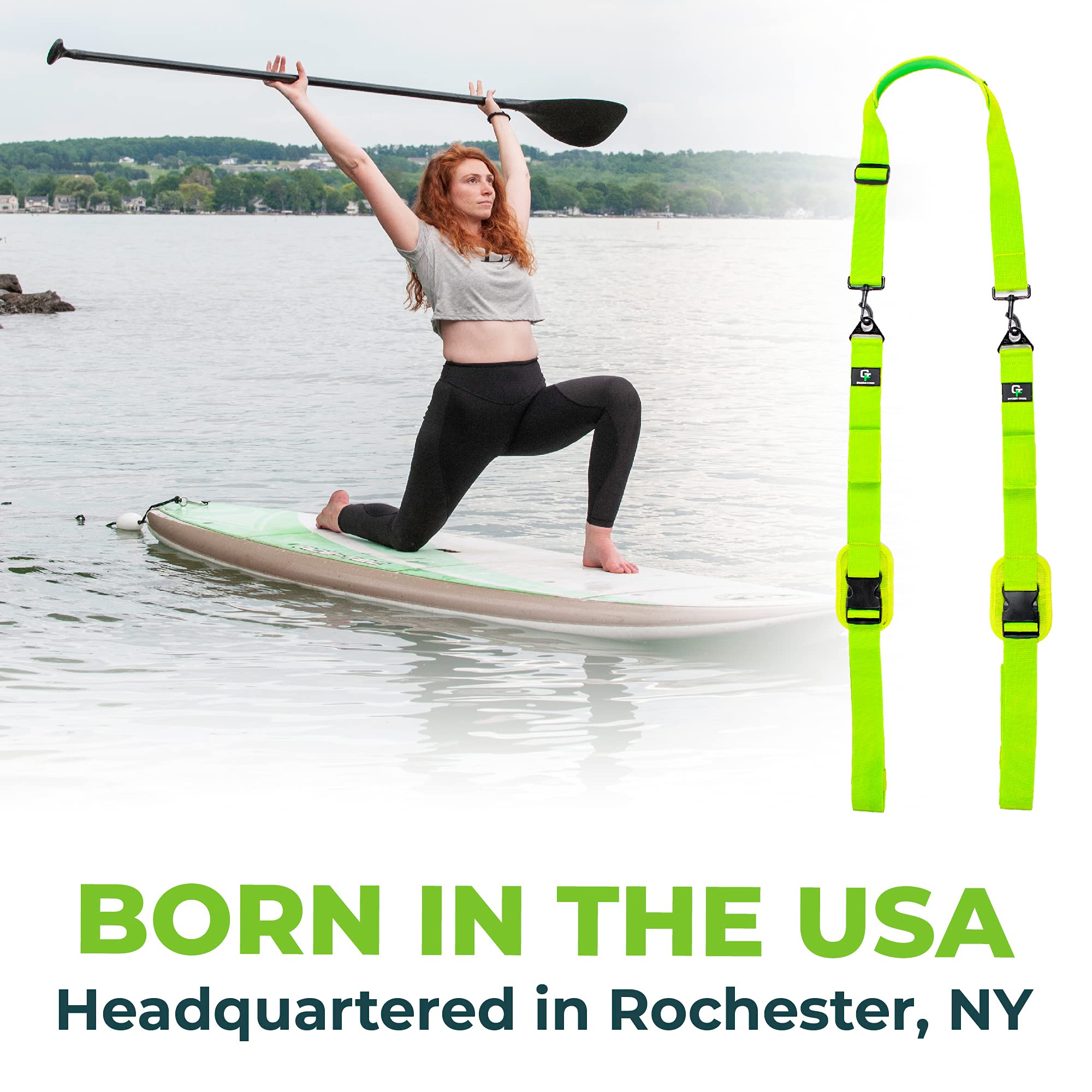 Gradient Fitness Kayak Paddle Board Carrier (Green)Surfboard Straps For Shoulder  Hands-Free Carrying Straps For Paddleboards Wi