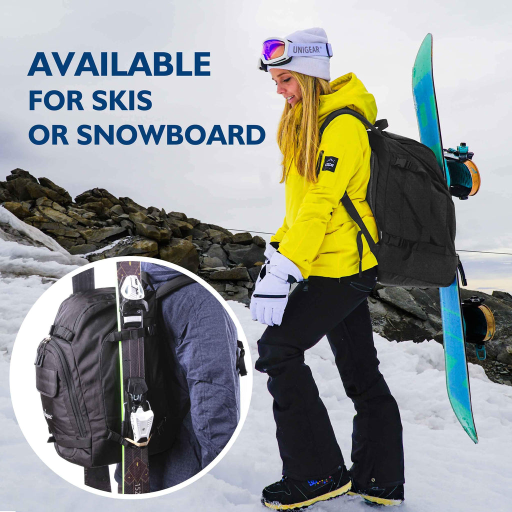 Unigear Ski Boot Bag, 50L Ski Boot Travel Backpack For Ski Helmet, Goggles, Gloves, Skis, Snowboard & Accessories (Black)