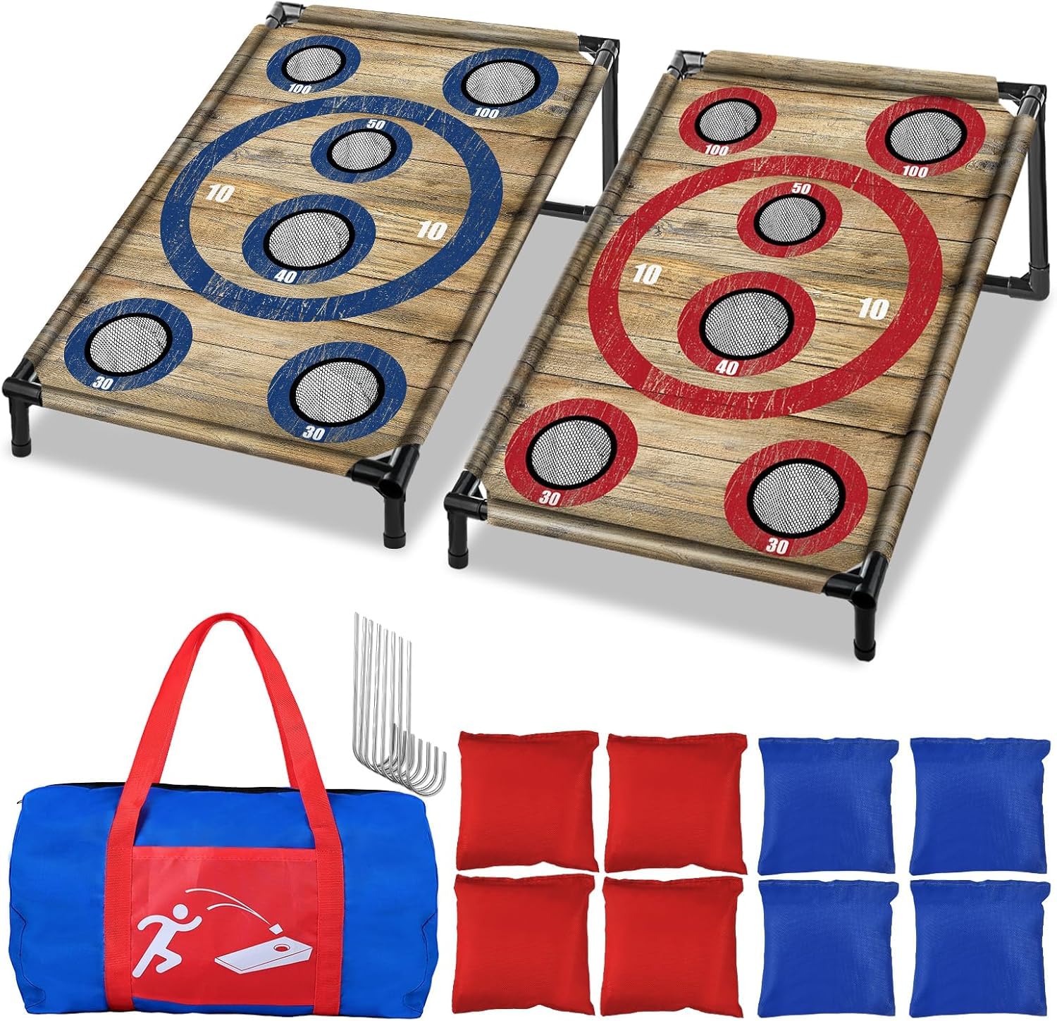 Nzqxjxz Portable Cornhole Board Set 3X2 Ft With 8 Bean Bags Corn Hole Toss Game Cornhole Games For Indoor And Outdoor Parties, I