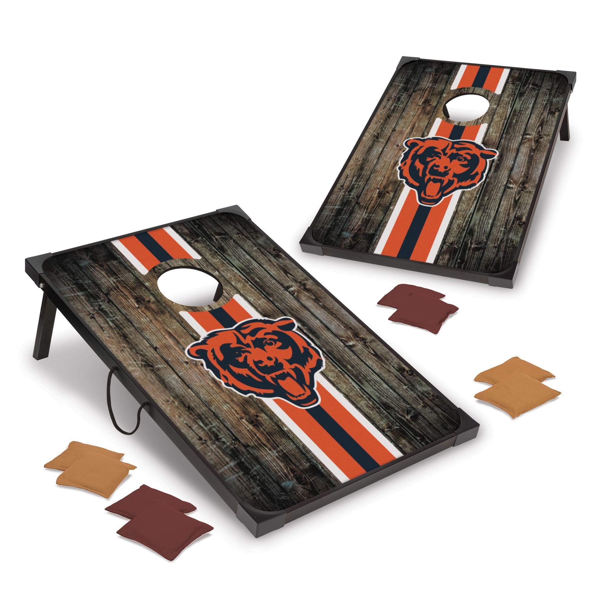 Wild Sports NFL Chicago Bears 2 x 3 MDF Deluxe Cornhole Set - with Corners and Aprons, Team Color