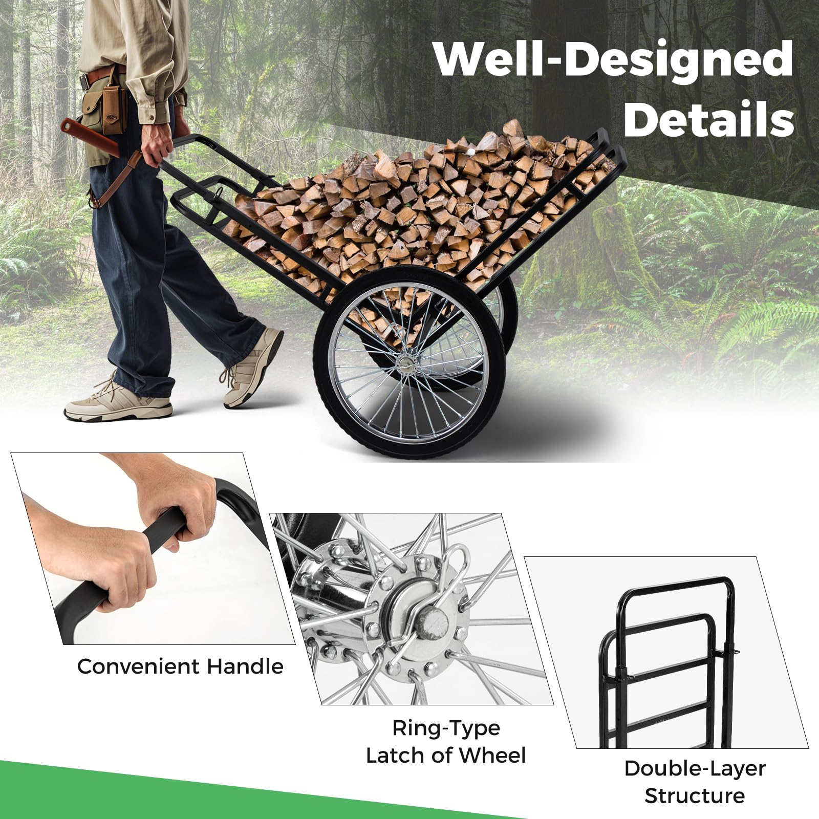 Gymax Deer Cart, 550 Lbs Folding Game Carts With Double-Layer, 20 Big Wheels, All-Terrain Heavy-Duty Deer Cart Game Hauler For H