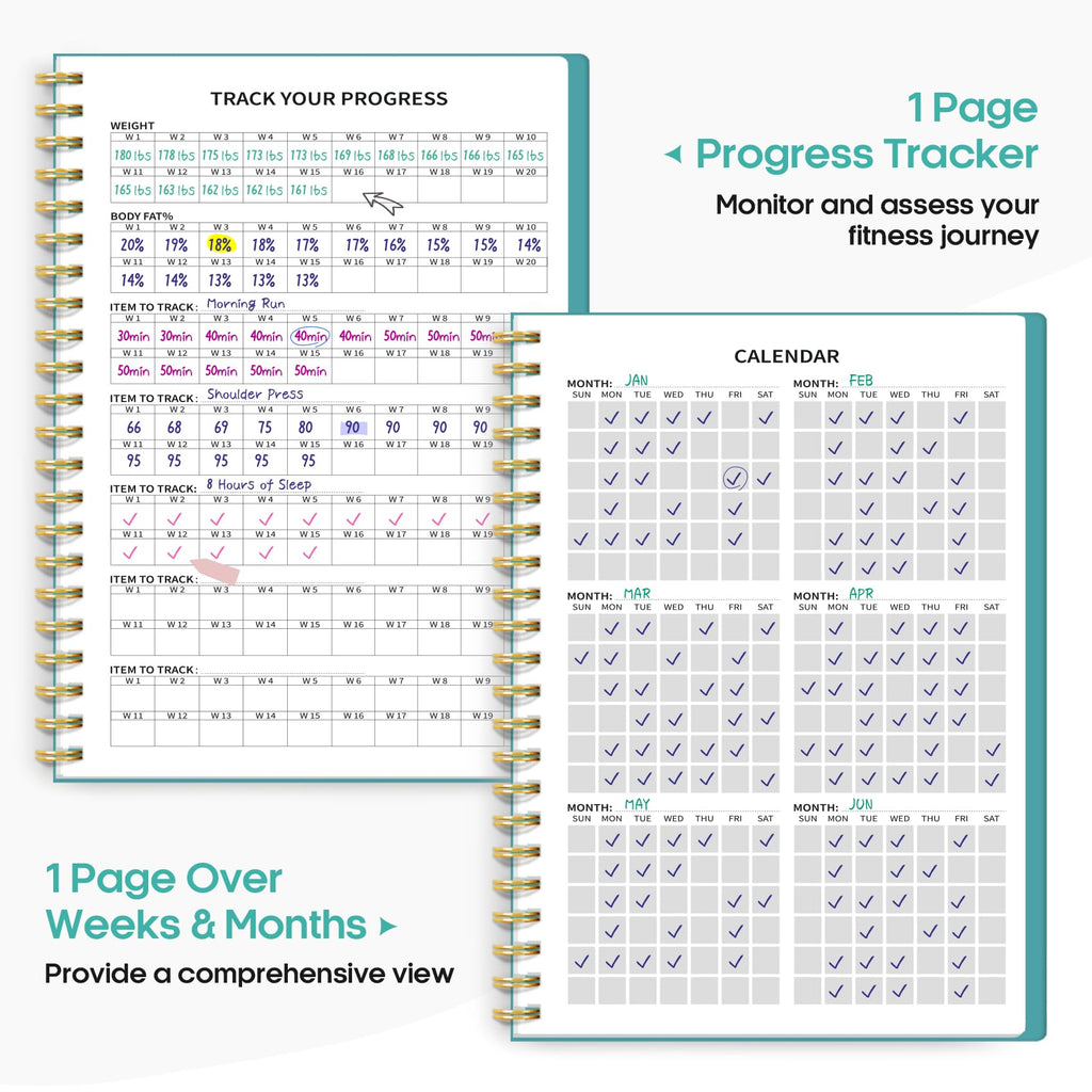 Fitness Workout Journal For Women & Men, A5(5.5'' X 8.2'') Workout Log Book Planner For Tracking, Progress, And Achieving Your W