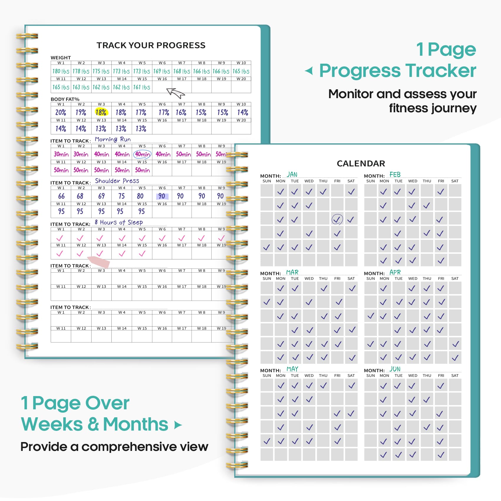 Fitness Workout Journal For Women & Men, A5(5.5'' X 8.2'') Workout Log Book Planner For Tracking, Progress, And Achieving Your W