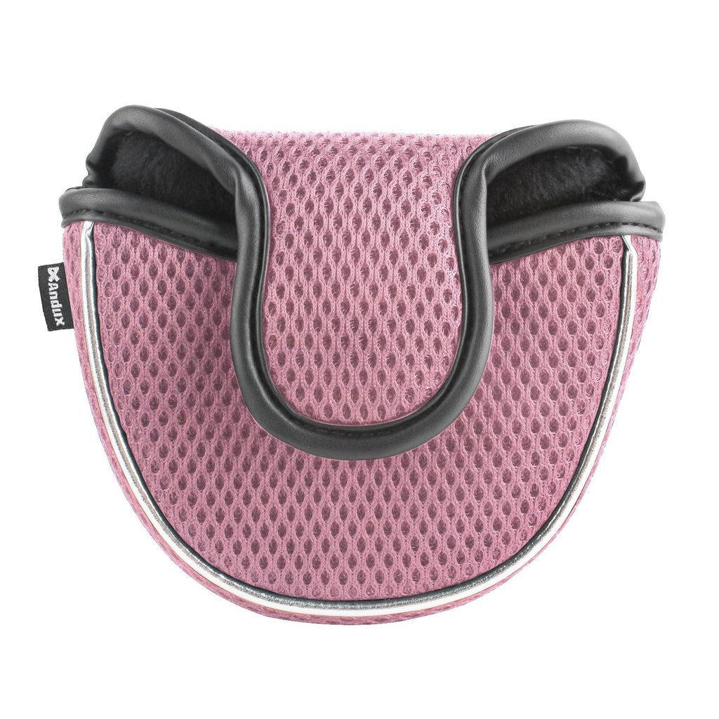 Andux Mesh Mallet Putter Cover Golf Putter Head Covers Pink, Semicircle