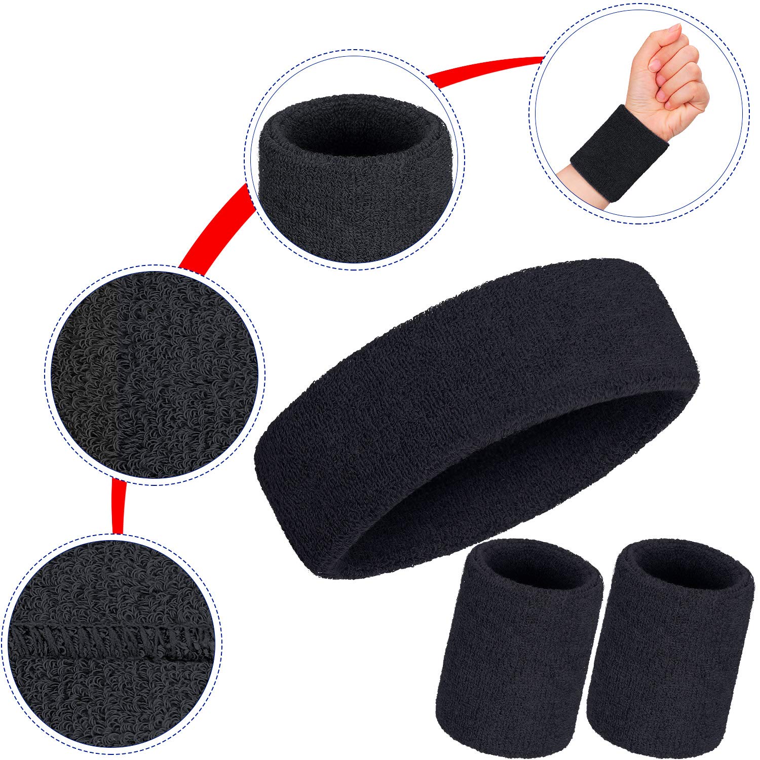 6 Pcs Neon Sweatbands Set Includes 2 Headband And 4 Wristbands Breathable Terry Cloth Athletic Bands For Gym Basketball Tennis Y
