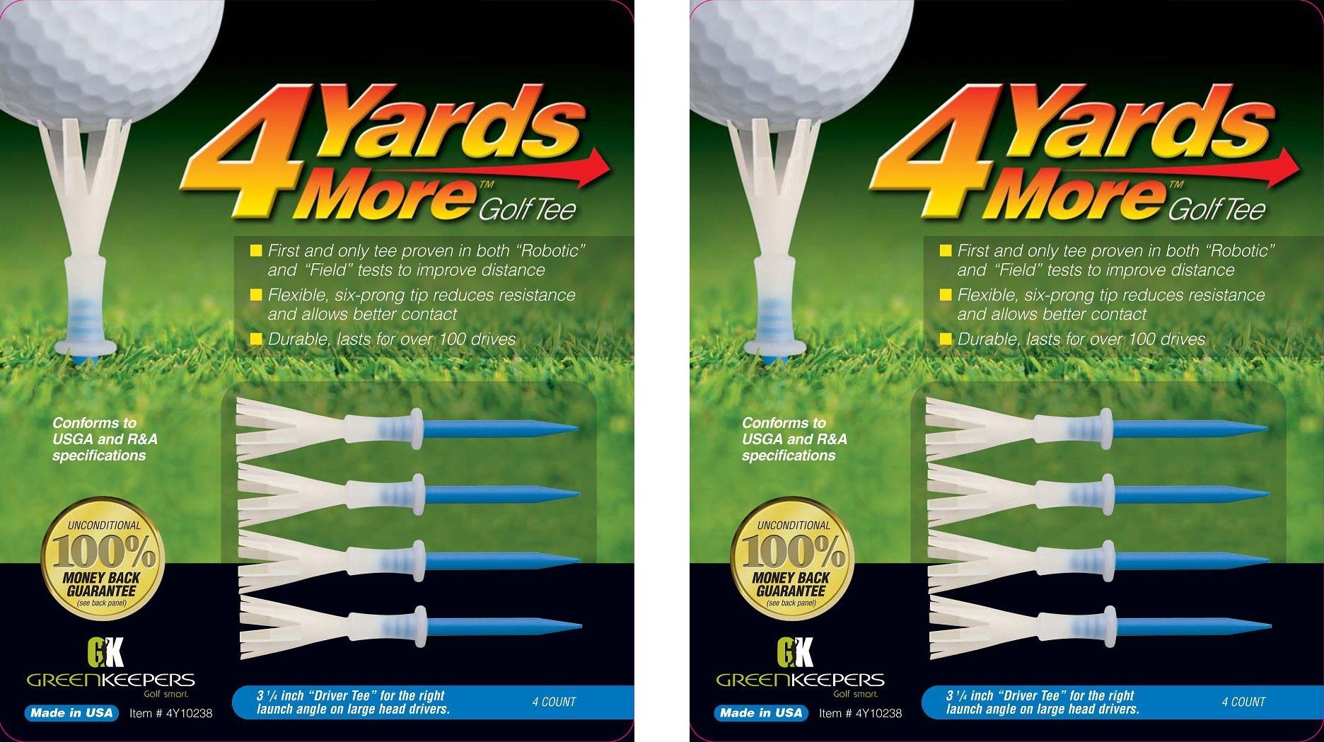 4 Yards More Golf Tees - Blue ''Driver Tee'' - 3 1/4'' (2 Count)