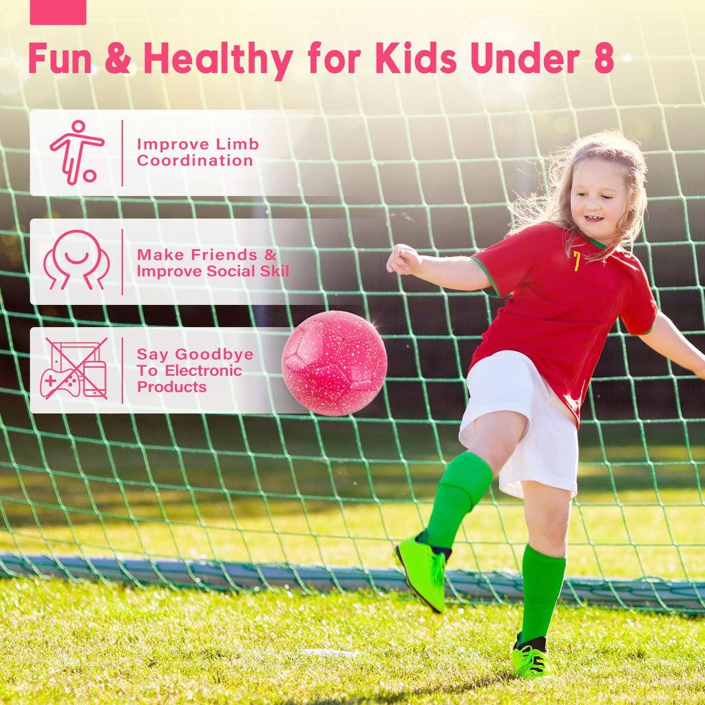 Acevernine Soccer Balls Size 3, Sparkle Soccer Ball For Girls Kids 3-8 4-6 6-8 Glitter Outdoors Sports Recreation Playing Ball F